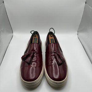 Cline Paris Burgundy Patent Leather Tassel Accents